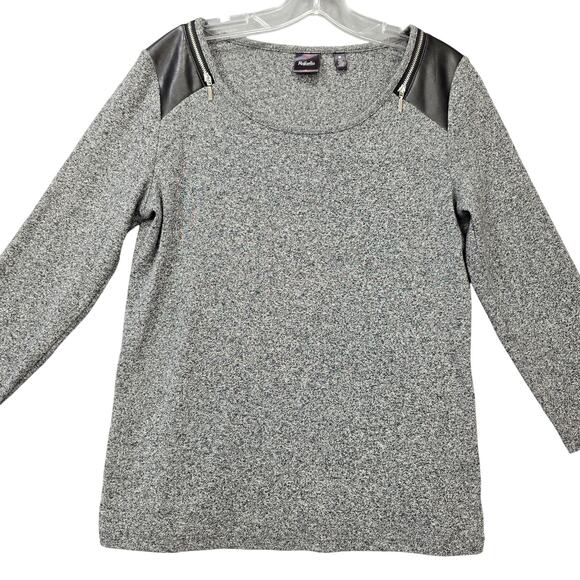 Rafaella Charcoal Gray Shirt Knit Top Classic 3/4 Sleeve Scoop Neck Women Size M - Picture 1 of 7